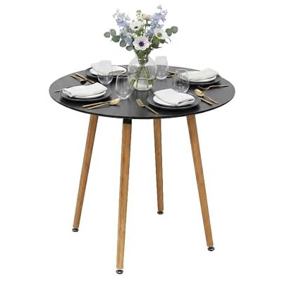 Relaxdays Esstisch, rund, H x D: 75 x 80 cm, MDF & Bambus, für 4 Personen, skandinavischer Esszimmertisch, schwarz/Natur Relaxdays Esstisch, rund, H x D: 75 x 80 cm, MDF & Bambus, für 4 Personen, skandinavischer Esszimmertisch, schwarz/Natur