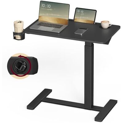 VASAGLE Beistelltisch mit Rollen, mobiler Stehtisch, 70 x 40 cm große Tischplatte, verstellbare Höhe, 2 Getränkehalter, Schlitz für Handy oder Tablet, tintenschwarz LSD600B01 VASAGLE Beistelltisch mit Rollen, mobiler Stehtisch, 70 x 40 cm große Tischplatte, verstellbare Höhe, 2 Getränkehalter, Schlitz für Handy oder Tablet, tintenschwarz LSD600B01