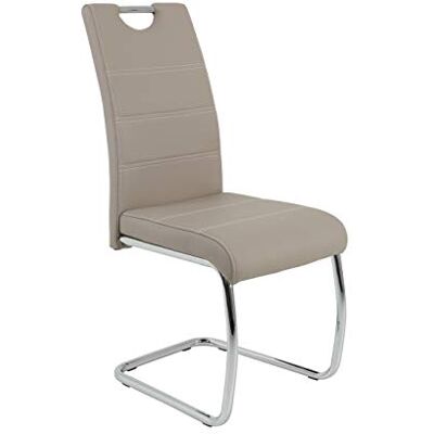 Hela Tische , Freischwinger, Küchenstuhl Flora, Kunstleder Cappuccino Hellbraun, Griffmulde, Metallgestell verchromt, 42x57x98 cm Hela Tische , Freischwinger, Küchenstuhl Flora, Kunstleder Cappuccino Hellbraun, Griffmulde, Metallgestell verchromt, 42x57x98 cm