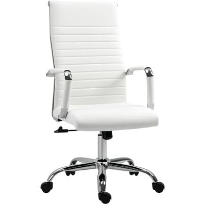 Vinsetto Bürostuhl mit Armlehne Höhenverstellbarer Drehstuhl, Weiß Ergonomischer Schreibtischstuhl, mit Wippfunktion, Kunstleder, Gepolstert Computerstuhl Vinsetto Bürostuhl mit Armlehne Höhenverstellbarer Drehstuhl, Weiß Ergonomischer Schreibtischstuhl, mit Wippfunktion, Kunstleder, Gepolstert Computerstuhl
