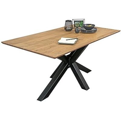 SAM Esstisch Abby 120x80 cm Akazie Natur Schweizer Kante Spider schwarz massiver Holztisch, Akazienholz naturfarben, 26 mm Tischplatte, Metallgestell, Esszimmertisch SAM Esstisch Abby 120x80 cm Akazie Natur Schweizer Kante Spider schwarz massiver Holztisch, Akazienholz naturfarben, 26 mm Tischplatte, Metallgestell, Esszimmertisch