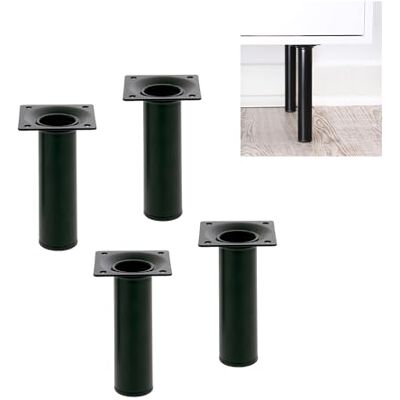Amig Rundes Möbelbein aus Metall, robust und vielseitig, einfache Installation mit 4 Schrauben, ideal für Tische und Schreibtische, Schwarz, 30 x 300 mm, Metall Amig Rundes Möbelbein aus Metall, robust und vielseitig, einfache Installation mit 4 Schrauben, ideal für Tische und Schreibtische, Schwarz, 30 x 300 mm, Metall
