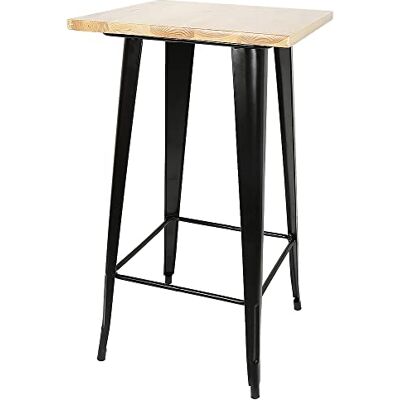 LANTUS Bartisch, 60 x 60 x 75 cm, Kneipentisch aus Metall, Bartisch, quadratisch, kleiner Tisch, Pubtisch, Stehtisch für 4 Personen (60 x 60 x 110 cm (Holzfarbe)) LANTUS Bartisch, 60 x 60 x 75 cm, Kneipentisch aus Metall, Bartisch, quadratisch, kleiner Tisch, Pubtisch, Stehtisch für 4 Personen (60 x 60 x 110 cm (Holzfarbe))