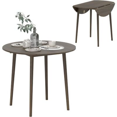 HOMCOM Klappbarer Esstisch für 4, runder Klapptisch, modern, grau Platzsparend, kleiner Küchentisch, Holzbeine, für Esszimmer HOMCOM Klappbarer Esstisch für 4, runder Klapptisch, modern, grau Platzsparend, kleiner Küchentisch, Holzbeine, für Esszimmer
