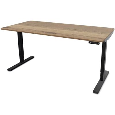 Assmann Höhenverstellbarer Schreibtisch elektrisch, 160x70cm, TÜV-geprüft stufenlos verstellbar mit Aufprallschutz, ergonomischer Schreibtisch Made in Germany, abgerundete Ecken, Eiche Tabak/Schwarz Assmann Höhenverstellbarer Schreibtisch elektrisch, 160x70cm, TÜV-geprüft stufenlos verstellbar mit Aufprallschutz, ergonomischer Schreibtisch Made in Germany, abgerundete Ecken, Eiche Tabak/Schwarz