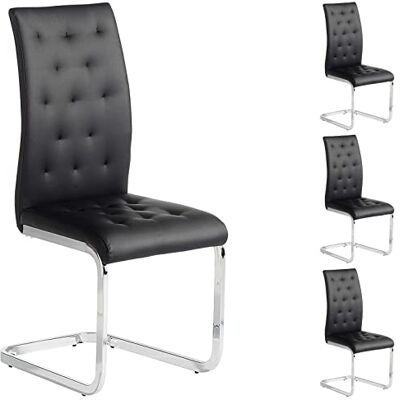 IDIMEX 4er Set Esszimmerstuhl Schwingstuhl Freischwinger Chloe, in schwarz, Metallgestell hochwertig verchromt IDIMEX 4er Set Esszimmerstuhl Schwingstuhl Freischwinger Chloe, in schwarz, Metallgestell hochwertig verchromt