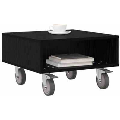 vidaXL Beistelltisch mit Rädern Schwarz Eichen-Optik 50,5 x 50 x 30 cm vidaXL Beistelltisch mit Rädern Schwarz Eichen-Optik 50,5 x 50 x 30 cm