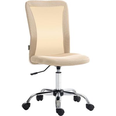 Vinsetto Ergonomischer Bürostuhl höhenverstellbar Beige Bürostuhl, Chrom-Fußkreuz, 360°-Drehung, Mesh-Bezug Vinsetto Ergonomischer Bürostuhl höhenverstellbar Beige Bürostuhl, Chrom-Fußkreuz, 360°-Drehung, Mesh-Bezug