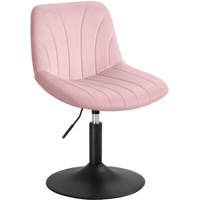 VASAGLE Schminkhocker, Schminkstuhl mit Rückenlehne, höhenverstellbar, um 360° drehbar, für Schlafzimmer, Esszimmer, Samt-Bezug, Pastellrosa LJB160SA01 VASAGLE Schminkhocker, Schminkstuhl mit Rückenlehne, höhenverstellbar, um 360° drehbar, für Schlafzimmer, Esszimmer, Samt-Bezug, Pastellrosa LJB160SA01
