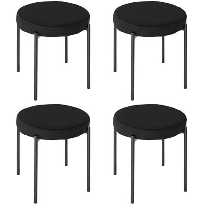 HOMCOM Esszimmerhocker 4er Set Stapelhocker Hocker aus Metall mit Samtoptik Küchenhocker Polsterhocker für Esszimmer Wohnzimmer Schwarz HOMCOM Esszimmerhocker 4er Set Stapelhocker Hocker aus Metall mit Samtoptik Küchenhocker Polsterhocker für Esszimmer Wohnzimmer Schwarz