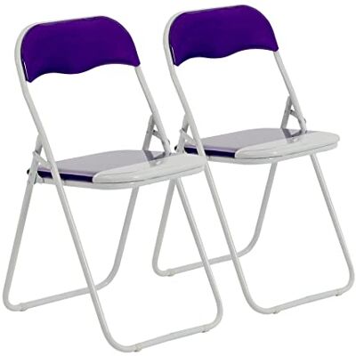 Harbour Housewares Farbige gepolsterte Klappstühle Lila 2er-Pack Easy Store, faltbarer Schreibtischstuhl mit Metallrahmen für Büro, Esszimmer, Küche Harbour Housewares Farbige gepolsterte Klappstühle Lila 2er-Pack Easy Store, faltbarer Schreibtischstuhl mit Metallrahmen für Büro, Esszimmer, Küche