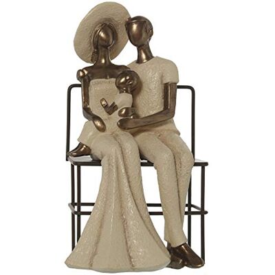 DRW Figur Einer Familie sitzt auf Einer Bank aus Kunstharz und Metall in Creme und Antikgold 13 x 12,5 x 23,5 cm DRW Figur Einer Familie sitzt auf Einer Bank aus Kunstharz und Metall in Creme und Antikgold 13 x 12,5 x 23,5 cm