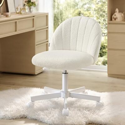 SONGMICS Homeoffice-Stuhl, Schminkstuhl aus Fleece, Schreibtischstuhl, Schaumstoffpolsterung, höhenverstellbar, für Arbeitszimmer, Schlafzimmer, Ankleidezimmer, cremeweiß OBG027WD01 SONGMICS Homeoffice-Stuhl, Schminkstuhl aus Fleece, Schreibtischstuhl, Schaumstoffpolsterung, höhenverstellbar, für Arbeitszimmer, Schlafzimmer, Ankleidezimmer, cremeweiß OBG027WD01