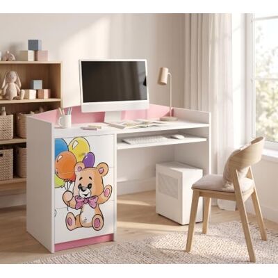 Happy Babies Rosa Kinderschreibtisch mit Schublade und Schrankfach, Schülerschreibtisch Hausaufgabentisch für Mädchen, Computertisch mit Motiv (Nr 74) Happy Babies Rosa Kinderschreibtisch mit Schublade und Schrankfach, Schülerschreibtisch Hausaufgabentisch für Mädchen, Computertisch mit Motiv (Nr 74)