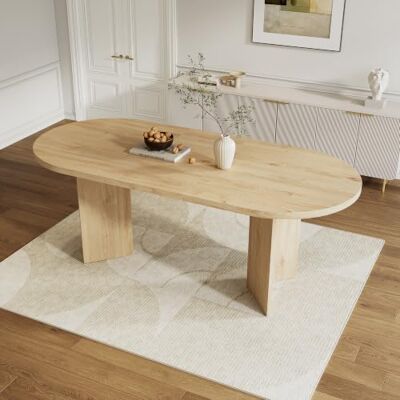 Merax Esstisch 160x80 cm für 6-8 Personen, MDF Tisch Eichenfarbe, Modern Esszimmertisch mit 18 mm Tischplatte, abgerundeten Ecken, stabiler Konstruktion und vielseitigem Design. Merax Esstisch 160x80 cm für 6-8 Personen, MDF Tisch Eichenfarbe, Modern Esszimmertisch mit 18 mm Tischplatte, abgerundeten Ecken, stabiler Konstruktion und vielseitigem Design.