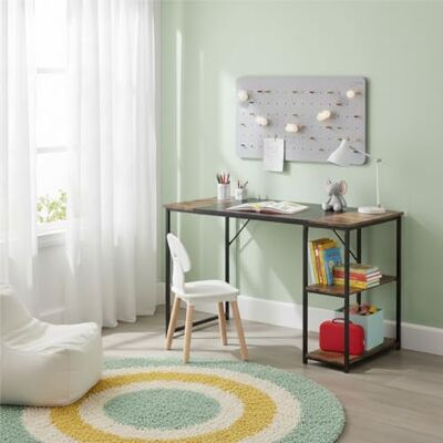 FurnitureR Schreibtisch für Kinder/Jugendzimmer, 120 x 60 cm, Struktur aus Metall, Holz, große Räume, praktische Seitenregale, 2 Ebenen, höhenverstellbar, für Hausaufgaben und Kreationen FurnitureR Schreibtisch für Kinder/Jugendzimmer, 120 x 60 cm, Struktur aus Metall, Holz, große Räume, praktische Seitenregale, 2 Ebenen, höhenverstellbar, für Hausaufgaben und Kreationen