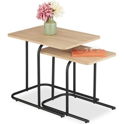 Relaxdays Set 2 Quadratische Beistelltische mit Holzoptik Relaxdays Set 2 Quadratische Beistelltische mit Holzoptik