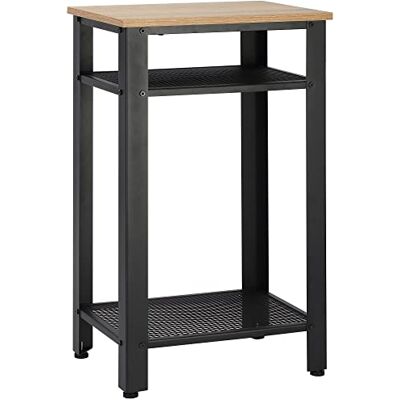 HOMCOM Beistelltisch Nachttisch, 45x35x75 cm, Eiche/Schwarz 2 Metall-Drahtregale, verstellbare Beine, für Wohnzimmer Schlafzimmer HOMCOM Beistelltisch Nachttisch, 45x35x75 cm, Eiche/Schwarz 2 Metall-Drahtregale, verstellbare Beine, für Wohnzimmer Schlafzimmer