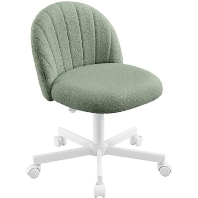 SONGMICS Homeoffice-Stuhl, Schminkstuhl aus Teddy-Fleece, Schreibtischstuhl, Schaumstoffpolsterung, höhenverstellbar, für Arbeitszimmer, Schlafzimmer, Ankleidezimmer, grün OBG027C101 SONGMICS Homeoffice-Stuhl, Schminkstuhl aus Teddy-Fleece, Schreibtischstuhl, Schaumstoffpolsterung, höhenverstellbar, für Arbeitszimmer, Schlafzimmer, Ankleidezimmer, grün OBG027C101