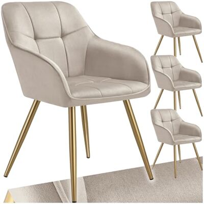 tectake ® Samt Stuhl, Esszimmerstuhl mit Stepp Samtstoff, Küchenstühle modern, gemütlicher Sessel Wohnzimmer, Armlehnstuhl Esszimmer, Dining Lounge, Schminktisch Stuhl Taupe/Gold, 4er Set tectake ® Samt Stuhl, Esszimmerstuhl mit Stepp Samtstoff, Küchenstühle modern, gemütlicher Sessel Wohnzimmer, Armlehnstuhl Esszimmer, Dining Lounge, Schminktisch Stuhl Taupe/Gold, 4er Set
