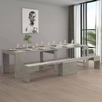 Dmora Tisch- und Stuhlset Crispin, Mehrzweckkomposition, Set mit Konsole und 1 ausziehbarer Bank, 100% Made in Italy, 66 x 25 x 45 cm, Grau Dmora Tisch- und Stuhlset Crispin, Mehrzweckkomposition, Set mit Konsole und 1 ausziehbarer Bank, 100% Made in Italy, 66 x 25 x 45 cm, Grau