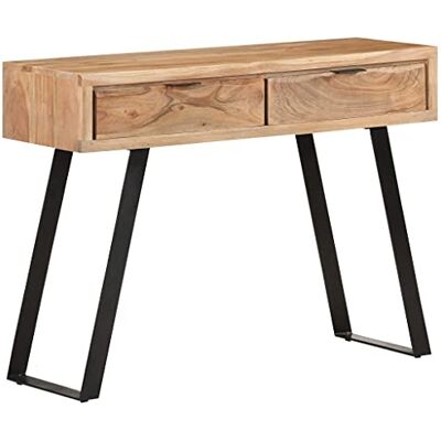 vidaXL Akazienholz Massiv Konsolentisch mit 2 Schubladen Konsole Beistelltisch Flurtisch Sideboard Ablagetisch Frisiertisch 100x35x76cm Naturkanten vidaXL Akazienholz Massiv Konsolentisch mit 2 Schubladen Konsole Beistelltisch Flurtisch Sideboard Ablagetisch Frisiertisch 100x35x76cm Naturkanten