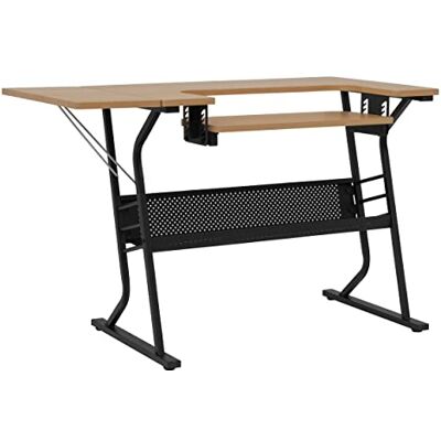 Sewing Online Kleiner Nähmaschinentisch, Ahornplatte mit schwarzen Beinen – Nähmaschinentisch mit Verstellbarer Plattform, Klappverlängerung und Ablagefach Quilt-Tisch/Computertisch – 13368 Sewing Online Kleiner Nähmaschinentisch, Ahornplatte mit schwarzen Beinen – Nähmaschinentisch mit Verstellbarer Plattform, Klappverlängerung und Ablagefach Quilt-Tisch/Computertisch – 13368