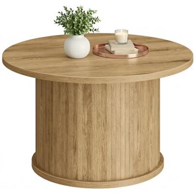 VASAGLE MIRIANA Kollektion Couchtisch rund, Wohnzimmertisch, Kaffeetisch, Tambour-Design, Mid-Century-Modern-Stil, einfache Montage, für Homeoffice, 80 x 45 cm, naturbraun LCT276K101 VASAGLE MIRIANA Kollektion Couchtisch rund, Wohnzimmertisch, Kaffeetisch, Tambour-Design, Mid-Century-Modern-Stil, einfache Montage, für Homeoffice, 80 x 45 cm, naturbraun LCT276K101