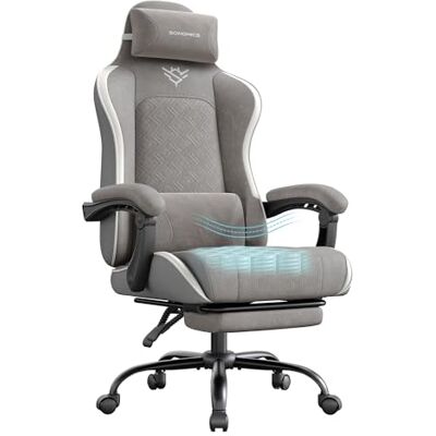 SONGMICS Gaming-Stuhl, Bürostuhl, Sitzkissen mit Federn, 150 KG Belastbar ergonomischer Gaming-Sessel, Schreibtischstuhl, Armlehnen mit Synchronmechanik, Grau, CATHY Kollektion OBG079G01 SONGMICS Gaming-Stuhl, Bürostuhl, Sitzkissen mit Federn, 150 KG Belastbar ergonomischer Gaming-Sessel, Schreibtischstuhl, Armlehnen mit Synchronmechanik, Grau, CATHY Kollektion OBG079G01