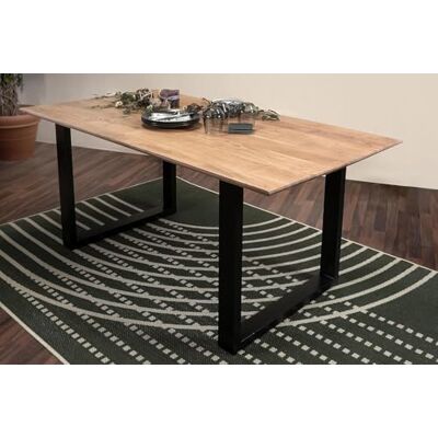 SAM Esstisch Atlanta 120x80 cm Akazie Natur Schweizer Kante U schwarz massiver Holztisch, Akazienholz naturfarben, 26 mm Tischplatte, Metallgestell, Esszimmertisch SAM Esstisch Atlanta 120x80 cm Akazie Natur Schweizer Kante U schwarz massiver Holztisch, Akazienholz naturfarben, 26 mm Tischplatte, Metallgestell, Esszimmertisch