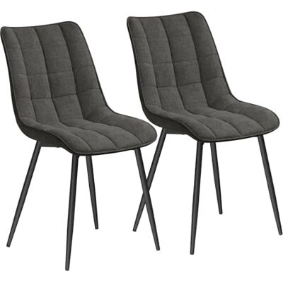 WOLTU Esszimmerstühle 2er Set, für Wohnzimmer Küche Esszimmer, Küchenstühle gepolstert mit Rückenlehne, Sitzfläche aus Leinen, mit Metallbeinen, bis 150 kg belastbar, Dunkelgrau WOLTU Esszimmerstühle 2er Set, für Wohnzimmer Küche Esszimmer, Küchenstühle gepolstert mit Rückenlehne, Sitzfläche aus Leinen, mit Metallbeinen, bis 150 kg belastbar, Dunkelgrau