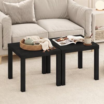 Furinno Classic Couchtisch-Set 2-teilig, quadratischer moderner Couchtisch mit 4,57 cm Dicker Tischplatte, Beistelltisch mit 4 Beinen, für Wohnzimmer, Schlafzimmer, Home Office, Schwarz Furinno Classic Couchtisch-Set 2-teilig, quadratischer moderner Couchtisch mit 4,57 cm Dicker Tischplatte, Beistelltisch mit 4 Beinen, für Wohnzimmer, Schlafzimmer, Home Office, Schwarz