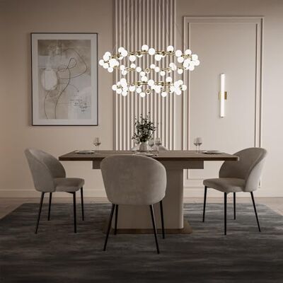 Forte LACETTI Esstisch 160, moderner, ausziehbarer Esstisch, Wohnzimmer, Esszimmer, Kaschmir Beige mit Valencia Eiche Holzdekor, 160 (200) cm breit x 76,4 cm hoch x 90 cm tief Forte LACETTI Esstisch 160, moderner, ausziehbarer Esstisch, Wohnzimmer, Esszimmer, Kaschmir Beige mit Valencia Eiche Holzdekor, 160 (200) cm breit x 76,4 cm hoch x 90 cm tief