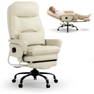 FlexiSpot Luno Chefsessel Ergonomischer Bürostuhl mit Fußstütze 160° Liegefunktion, Katzenkratzfestes Kunstleder Ideal zum Arbeiten, Entspannen & Mittagsschlaf Beige FlexiSpot Luno Chefsessel Ergonomischer Bürostuhl mit Fußstütze 160° Liegefunktion, Katzenkratzfestes Kunstleder Ideal zum Arbeiten, Entspannen & Mittagsschlaf Beige