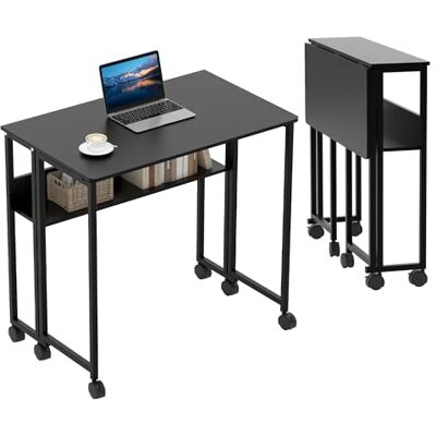 GarveeLife Kleiner Schreibtisch Klappbar, Klappschreibtisch Mit Rollen, Einfache Montage Klappbarer Schreibtisch Mit Stauraum, Home Office Klapptisch Platzsparender Computertisch, 80x50x75Cm GarveeLife Kleiner Schreibtisch Klappbar, Klappschreibtisch Mit Rollen, Einfache Montage Klappbarer Schreibtisch Mit Stauraum, Home Office Klapptisch Platzsparender Computertisch, 80x50x75Cm