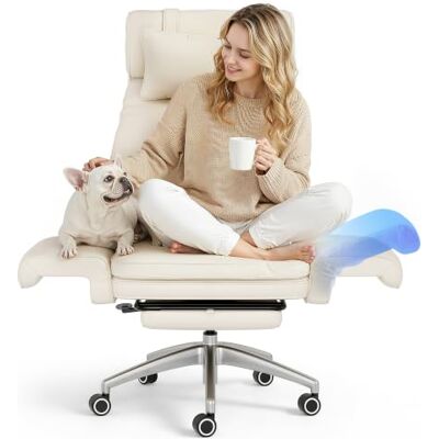 FlexiSpot 180° Verstellbarer Bürostuhl mit Fußstütze HC4 Beige 180° Armlehnen-Klappfunktion, Katzenkratzfestes Kunstleder Ideal zum Arbeiten, Entspannen & Mittagsschlaf Glanzschwarz FlexiSpot 180° Verstellbarer Bürostuhl mit Fußstütze HC4 Beige 180° Armlehnen-Klappfunktion, Katzenkratzfestes Kunstleder Ideal zum Arbeiten, Entspannen & Mittagsschlaf Glanzschwarz