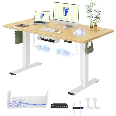 FlexiSpot Höhenverstellbarer Schreibtisch 140×80 cm, Doppelmotor, Einteilige 19 mm Bambus-Tischplatte, 4 Speicherhöhen, LED Anzeige, Ergonomischer Büro- und Computertisch (Weißes Gestell) FlexiSpot Höhenverstellbarer Schreibtisch 140×80 cm, Doppelmotor, Einteilige 19 mm Bambus-Tischplatte, 4 Speicherhöhen, LED Anzeige, Ergonomischer Büro- und Computertisch (Weißes Gestell)