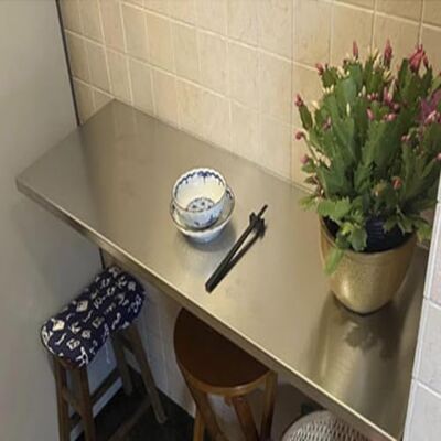 Gaommini Küchen-Frühstücks-Bartisch, klappbarer Wandtisch, Computertisch aus gebürstetem Edelstahl, Arbeitsstation, Drop-Leaf-Esstisch für den Waschraum im Home Office(L120xW50cm/L47xW20in) Gaommini Küchen-Frühstücks-Bartisch, klappbarer Wandtisch, Computertisch aus gebürstetem Edelstahl, Arbeitsstation, Drop-Leaf-Esstisch für den Waschraum im Home Office(L120xW50cm/L47xW20in)