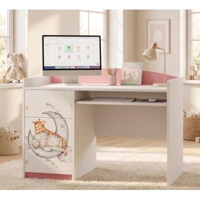 Happy Babies Rosa Kinderschreibtisch mit Schublade und Schrankfach, Schülerschreibtisch Hausaufgabentisch für Mädchen, Computertisch mit Motiv (Nr 100) Happy Babies Rosa Kinderschreibtisch mit Schublade und Schrankfach, Schülerschreibtisch Hausaufgabentisch für Mädchen, Computertisch mit Motiv (Nr 100)