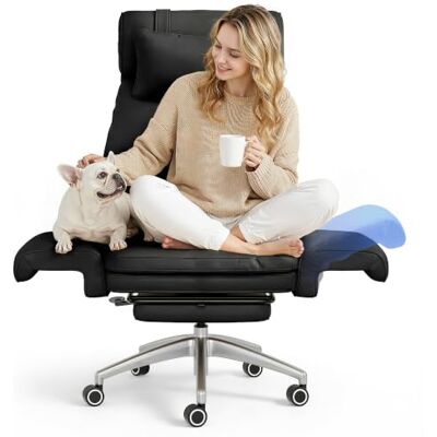 FlexiSpot 180° Verstellbarer Bürostuhl mit Fußstütze HC4 Schwarz 180° Armlehnen-Klappfunktion, Katzenkratzfestes Kunstleder Ideal zum Arbeiten, Entspannen & Mittagsschlaf Glanzschwarz FlexiSpot 180° Verstellbarer Bürostuhl mit Fußstütze HC4 Schwarz 180° Armlehnen-Klappfunktion, Katzenkratzfestes Kunstleder Ideal zum Arbeiten, Entspannen & Mittagsschlaf Glanzschwarz