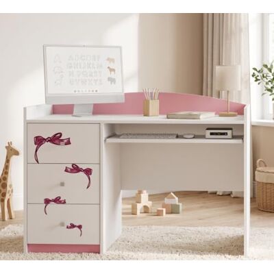Happy Babies Rosa Kinderschreibtisch mit Schublade und Schrankfach, Schülerschreibtisch Hausaufgabentisch für Mädchen, Computertisch mit Motiv (Nr 1) Happy Babies Rosa Kinderschreibtisch mit Schublade und Schrankfach, Schülerschreibtisch Hausaufgabentisch für Mädchen, Computertisch mit Motiv (Nr 1)