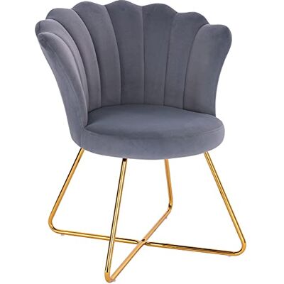 BAKAJI Relaxsessel mit Bezug aus Samt und Beinen aus Metall, Farbe Gold, Chrom, gepolsterter Sessel mit hoher Dichte, ergonomischer Sitz, Vintage-Design, 69 x 64 x 80 cm (Grau) BAKAJI Relaxsessel mit Bezug aus Samt und Beinen aus Metall, Farbe Gold, Chrom, gepolsterter Sessel mit hoher Dichte, ergonomischer Sitz, Vintage-Design, 69 x 64 x 80 cm (Grau)