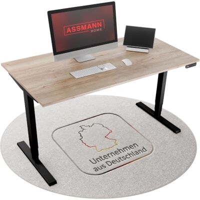 Assmann Höhenverstellbarer Schreibtisch elektrisch, 160x80cm, TÜV-geprüft stufenlos verstellbar mit Aufprallschutz, ergonomischer Schreibtisch Made in Germany Y-Line, Eiche Natura/Schwarz Assmann Höhenverstellbarer Schreibtisch elektrisch, 160x80cm, TÜV-geprüft stufenlos verstellbar mit Aufprallschutz, ergonomischer Schreibtisch Made in Germany Y-Line, Eiche Natura/Schwarz