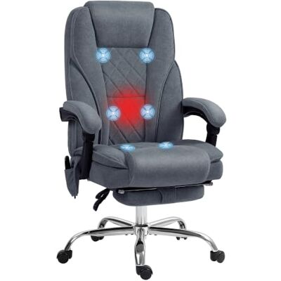 Vinsetto Ergonomischer Massage- und Heizbürostuhl, Dunkelgrau Bürostuhl, Höhenverstellbar, Neigbare Rückenlehne, Kabelfernbedienung, Ausziehbare Fußstütze, 360° Drehung Vinsetto Ergonomischer Massage- und Heizbürostuhl, Dunkelgrau Bürostuhl, Höhenverstellbar, Neigbare Rückenlehne, Kabelfernbedienung, Ausziehbare Fußstütze, 360° Drehung