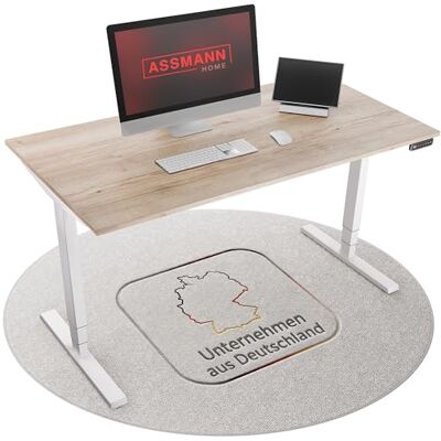 Assmann Höhenverstellbarer Schreibtisch elektrisch, 120x80cm, TÜV-geprüft stufenlos verstellbar mit Aufprallschutz, ergonomischer Schreibtisch Made in Germany Y-Line, Eiche Natura/Weiß Assmann Höhenverstellbarer Schreibtisch elektrisch, 120x80cm, TÜV-geprüft stufenlos verstellbar mit Aufprallschutz, ergonomischer Schreibtisch Made in Germany Y-Line, Eiche Natura/Weiß