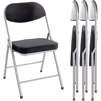HAKU Klappstuhl gepolstert 4er Set Klappstühle bequem alu, schwarz, Metall, Samtgewebe gepolsterter Rücken, gepolsterter Sitz Maße: B 46 x H 80 x T 53 cm, Style: Modern HAKU Klappstuhl gepolstert 4er Set Klappstühle bequem alu, schwarz, Metall, Samtgewebe gepolsterter Rücken, gepolsterter Sitz Maße: B 46 x H 80 x T 53 cm, Style: Modern