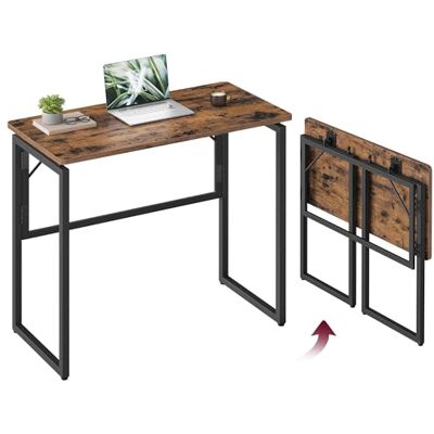 VASAGLE Klapptisch, Tischplatte aus einem Stück, 80 x 40 cm Computertisch für Homeoffice, Schlafzimmer, abgerundete Ecken, Rustikales Braun, BARNET Kollektion LWD151KD01 VASAGLE Klapptisch, Tischplatte aus einem Stück, 80 x 40 cm Computertisch für Homeoffice, Schlafzimmer, abgerundete Ecken, Rustikales Braun, BARNET Kollektion LWD151KD01