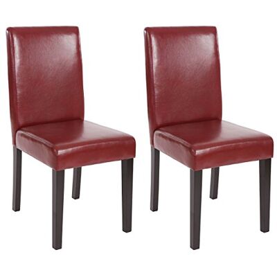 Mendler 2er-Set Stuhl Littau Kunstleder, rot-braun, dunkle Beine Esszimmerstuhl, Küchenstuhl Mendler 2er-Set Stuhl Littau Kunstleder, rot-braun, dunkle Beine Esszimmerstuhl, Küchenstuhl