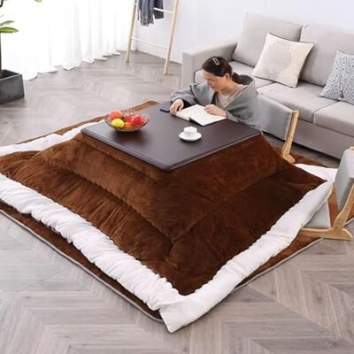 SZKTHD Kotatsu Heiztisch-Set 4-teiliges Futon-Set Im Japanischen Stil Für Den Winter Heiztisch-Futon-Teppichheizung Im Japanischen Stil Für Das Wohnzimmer(Brown-A) SZKTHD Kotatsu Heiztisch-Set 4-teiliges Futon-Set Im Japanischen Stil Für Den Winter Heiztisch-Futon-Teppichheizung Im Japanischen Stil Für Das Wohnzimmer(Brown-A)