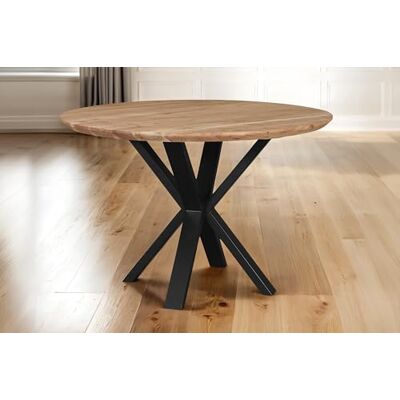 SAM Runder Esstisch Kimberly Ø 120 cm Akazie Natur Spider-Gestell schwarz Esszimmertisch massiv, Schweizer Kante, Metallgestell, pflegeleichter Holztisch SAM Runder Esstisch Kimberly Ø 120 cm Akazie Natur Spider-Gestell schwarz Esszimmertisch massiv, Schweizer Kante, Metallgestell, pflegeleichter Holztisch
